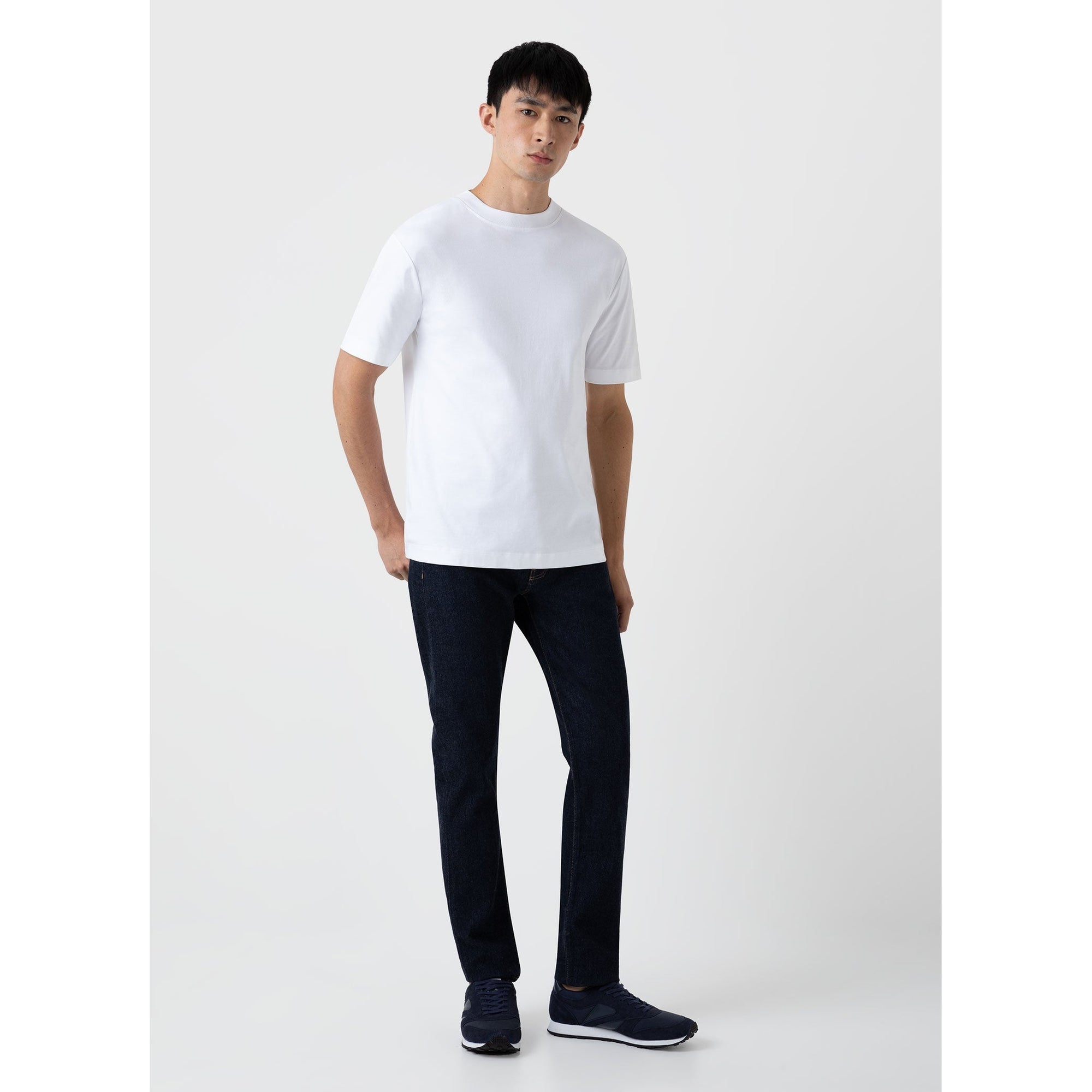 Brushed Cotton Mock Neck | Men | White