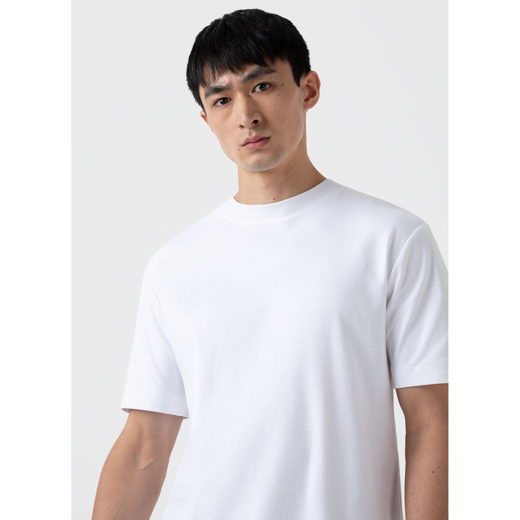 Brushed Cotton Mock Neck | Men | White