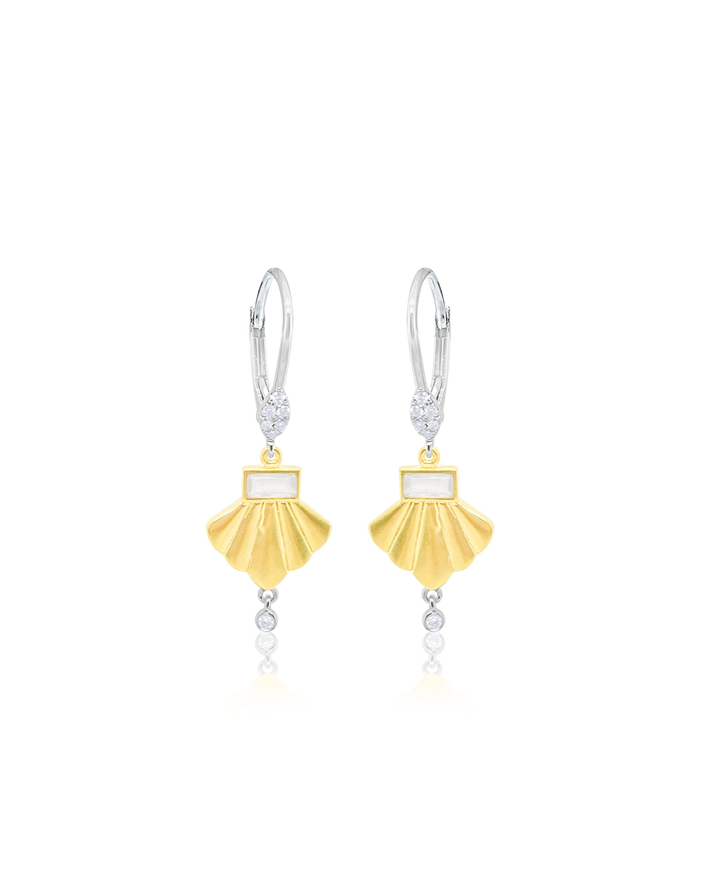 Brushed Gold Moonstone Earrings | 14kt Yellow Gold