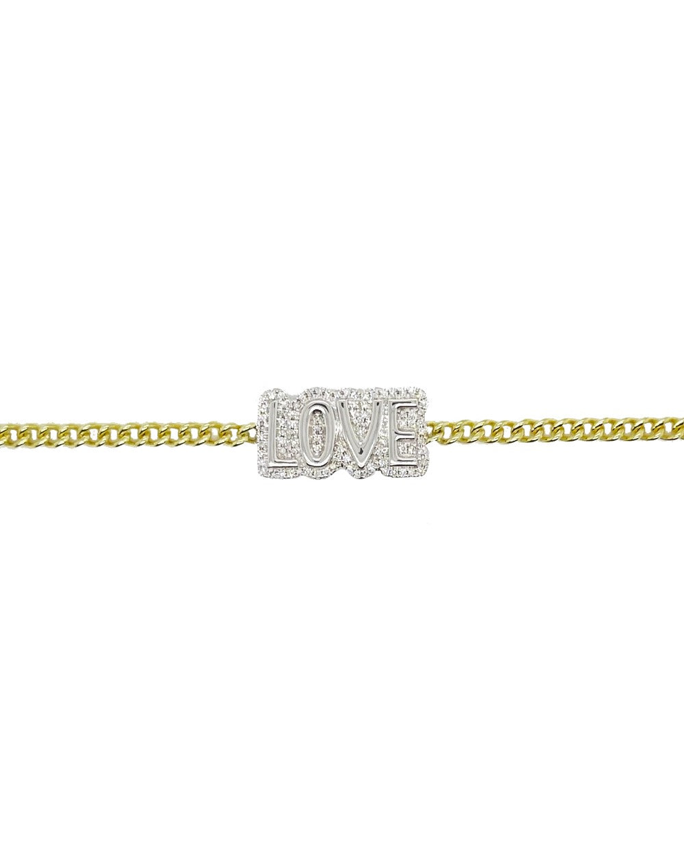 Bubble Letter "Love" Anklet | Yellow Gold