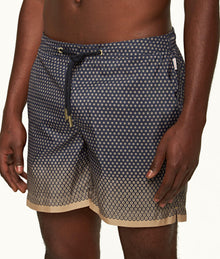 Bulldog Drawcord Floret Mid-Length Drawcord Swim Shorts | Biscuit/Night Iris