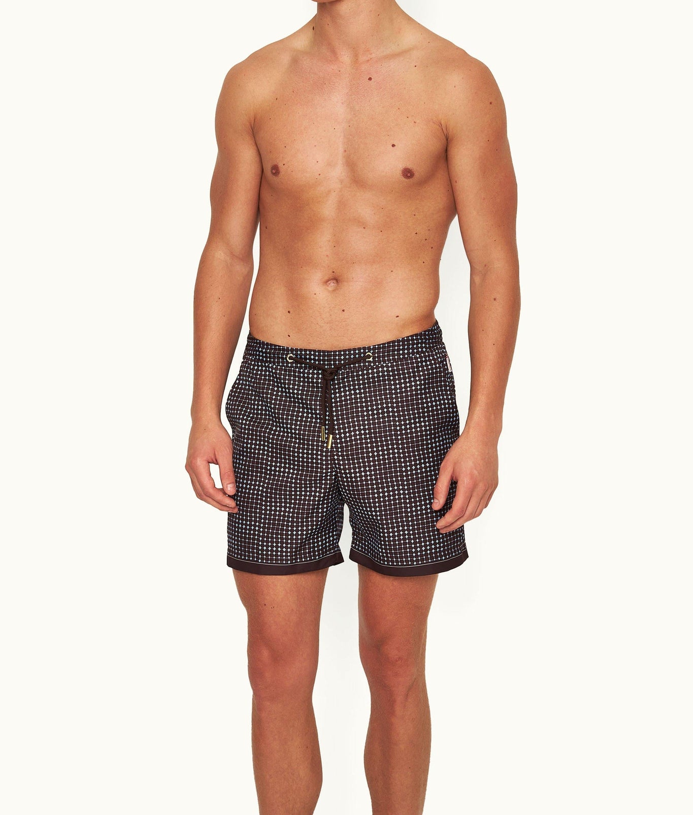 Bulldog Drawcord Print Mid-Length Drawcord Swim Shorts | Truffle/Light Sky Pool
