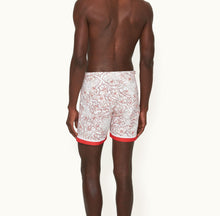 Bulldog Floral Nouveau Print Mid-Length Swim Shorts Woven | Summer Red/White Sand