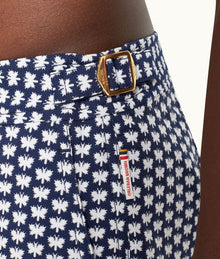 Bulldog Jacquard Flutter Jacquard Mid-Length Swim Shorts Woven | Night Iris/White Sand