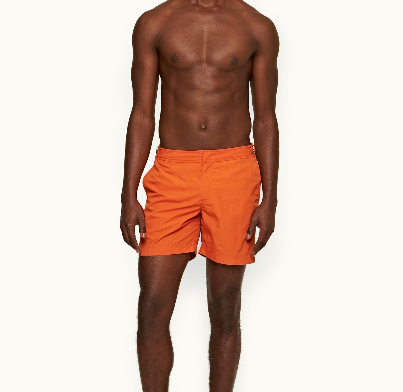 Bulldog Palm Stripe Tape Mid-Length Swim Shorts | Tiger Lily