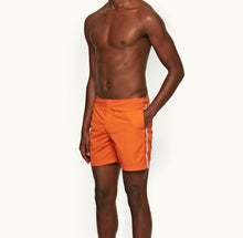 Bulldog Palm Stripe Tape Mid-Length Swim Shorts | Tiger Lily