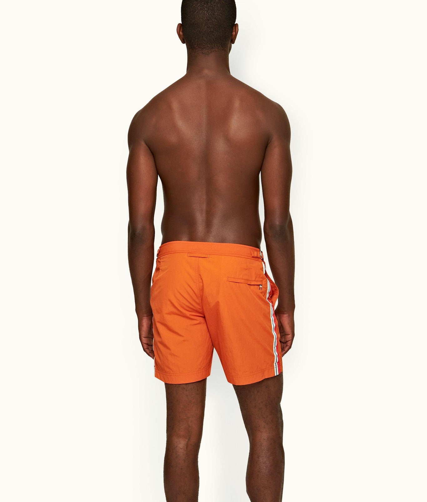 Bulldog Palm Stripe Tape Mid-Length Swim Shorts | Tiger Lily