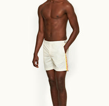 Bulldog Palm Stripe Tape Mid-Length Swim Shorts | White Sand