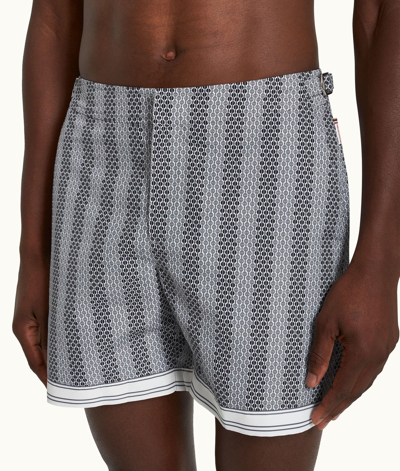 Bulldog Rills Print Mid-Length Swim Shorts Woven | Night Iris/White Sand