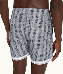 Bulldog Rills Print Mid-Length Swim Shorts Woven | Night Iris/White Sand