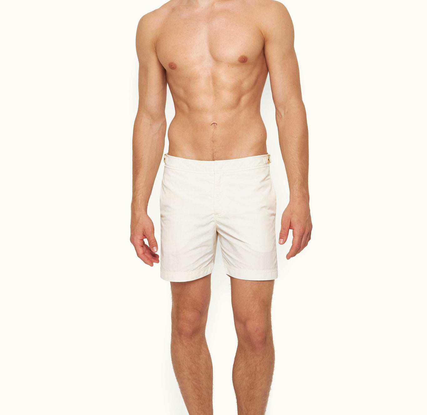 Bulldog Tape Insert Mid-Length Swim Shorts | White Sand