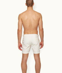 Bulldog Tape Insert Mid-Length Swim Shorts | White Sand