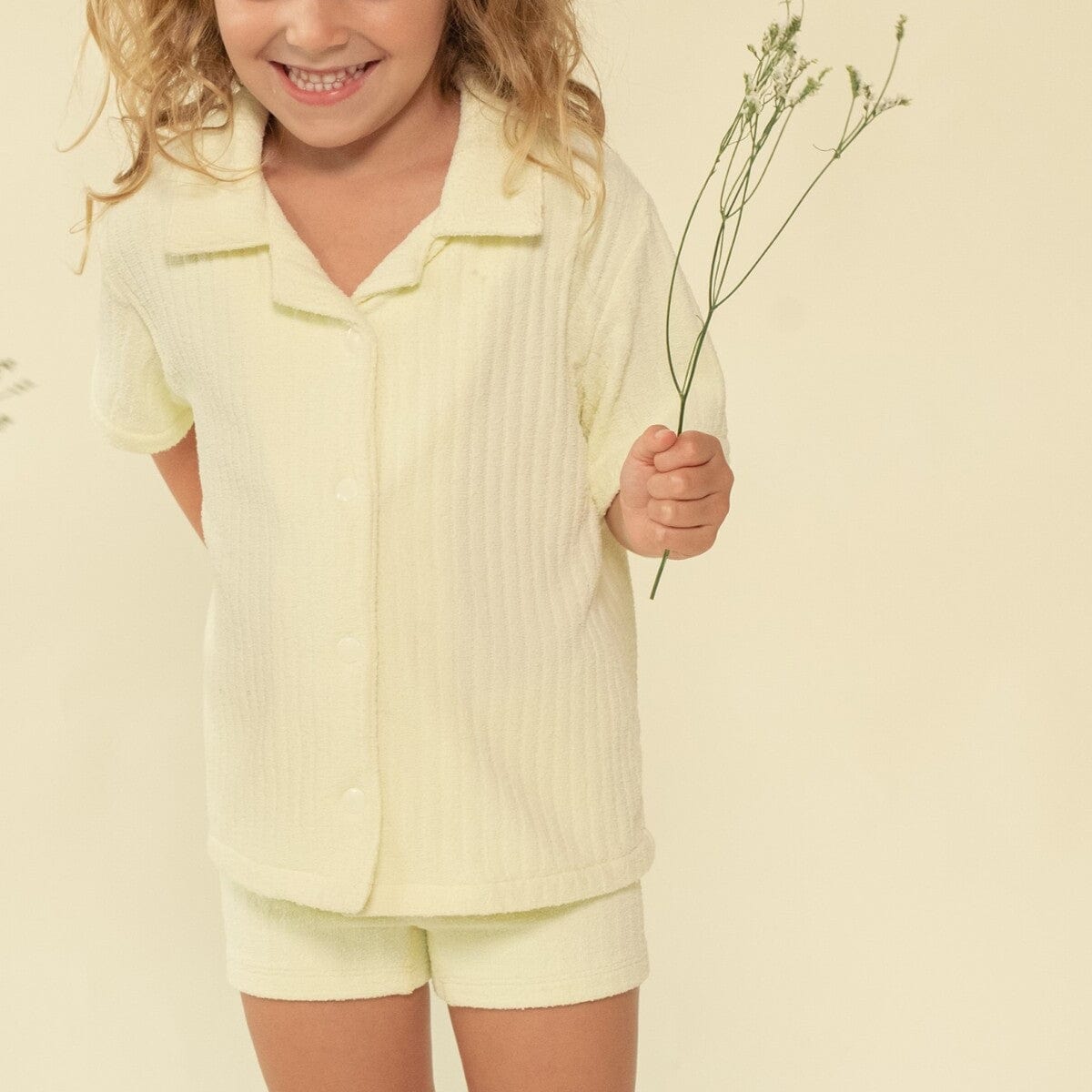 Boys | Mini Button Down Shirt | Buttercream Rib