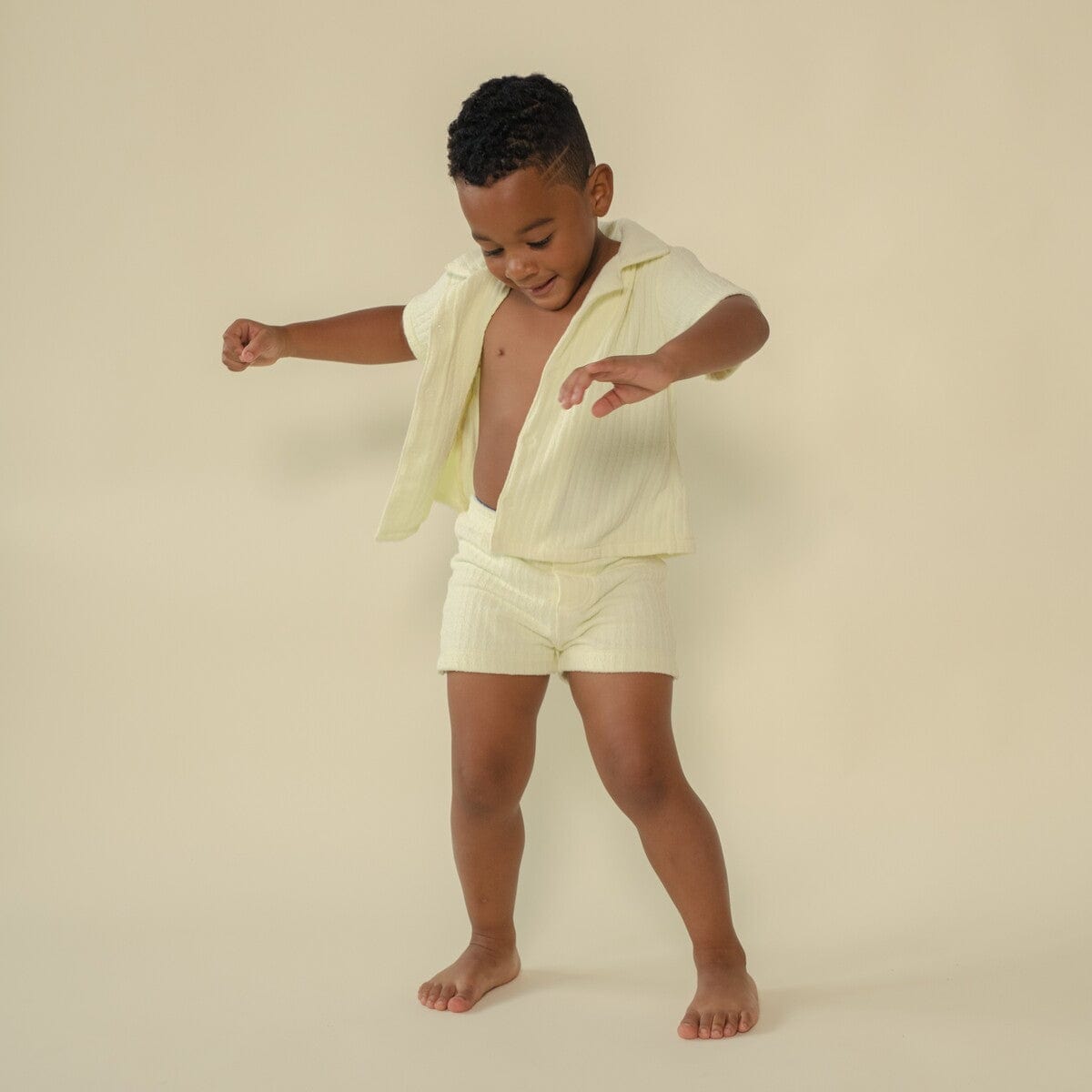 Boys | Mini Button Down Shirt | Buttercream Rib