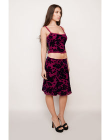 Butterfly Velvet Burnout Top | Magenta