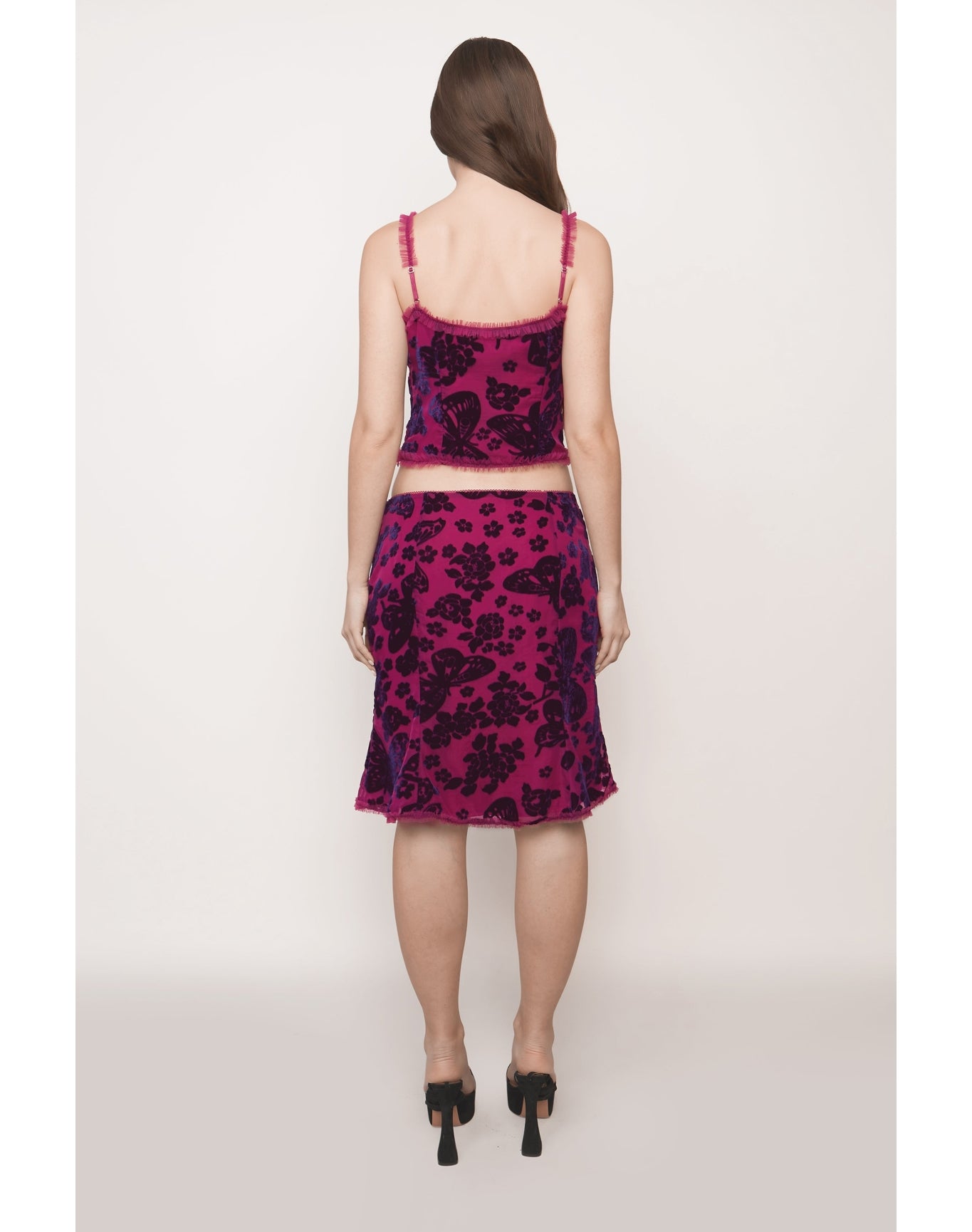Butterfly Velvet Burnout Top | Magenta