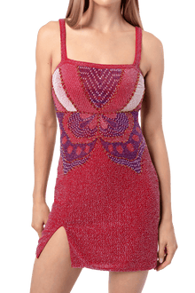 Butterfly Hand - Beaded Embellished Mini Dress - Self - Adore