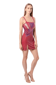 Butterfly Hand - Beaded Embellished Mini Dress - Self - Adore