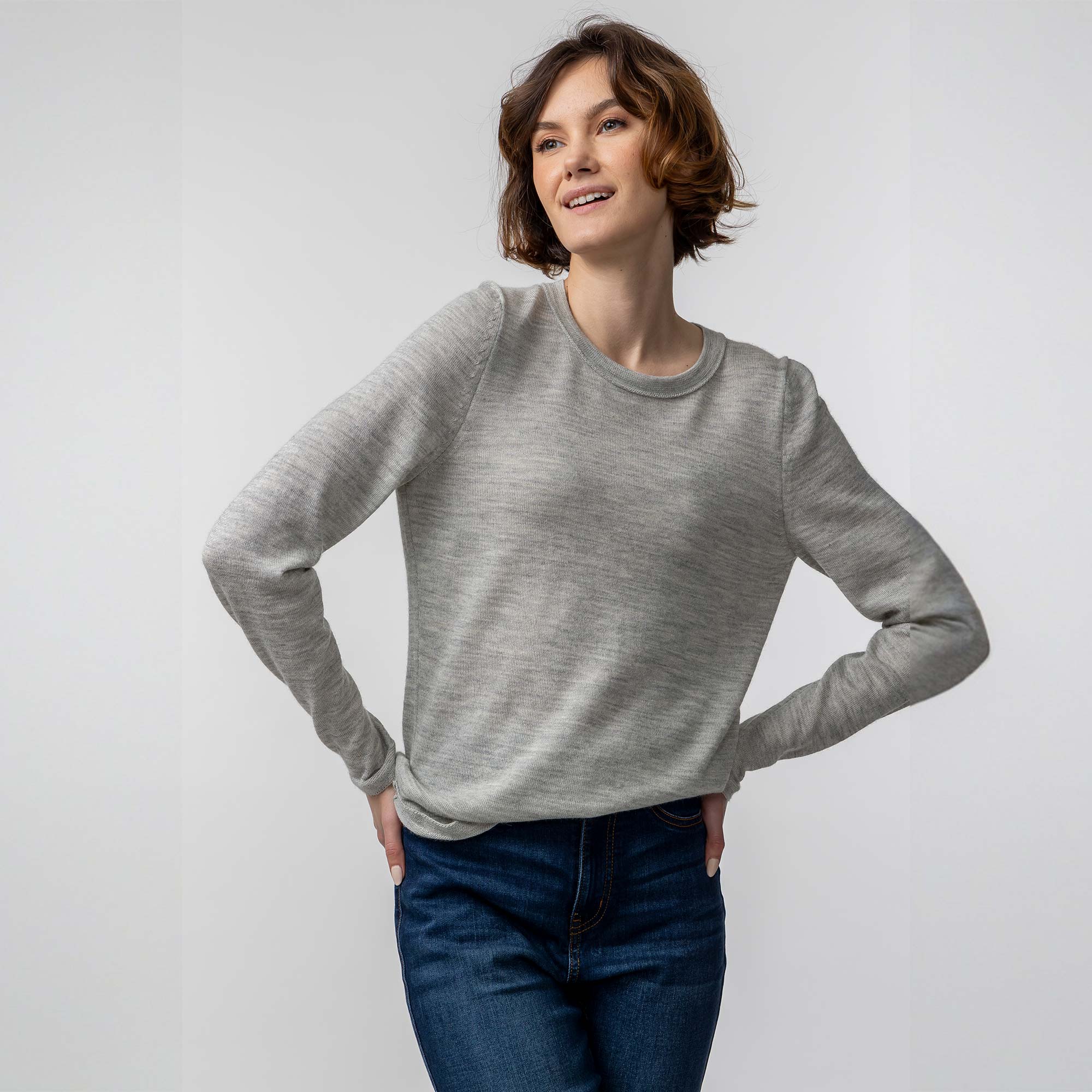 Womens | Crew Neck Sweater for Women | Pearl Grey
