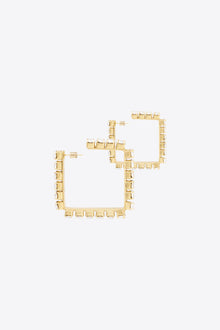 Clear Crystal Glass | Medium Classic Square Hoops 2in | Gold