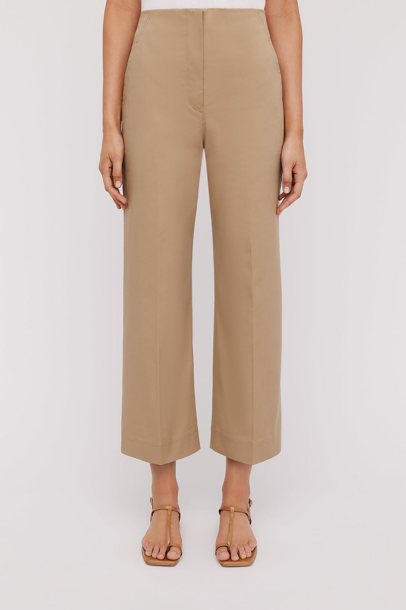 Sateen Cropped W/ Leg Trouser Dark Sand DARK.SAND - Scanlan Theodore US