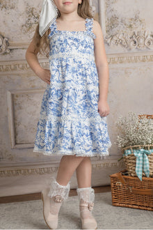 Baby Girls | Jaylin and Linen Sleeveless Summer Dress | Blue & White