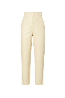 Leather Slim Crop Trouser | Lemon