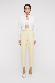 Leather Slim Crop Trouser Lemon LEMON - Scanlan Theodore US