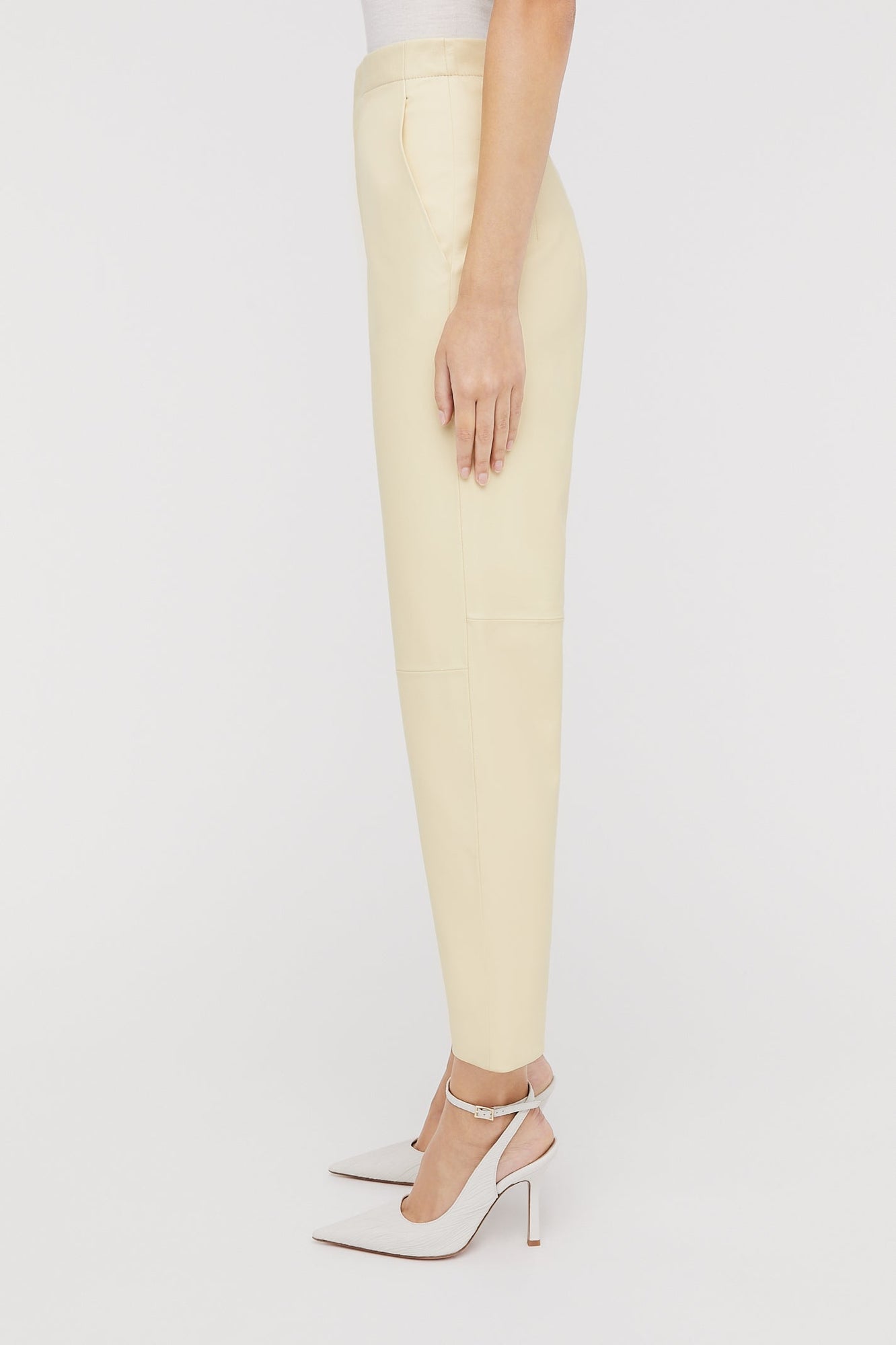 Leather Slim Crop Trouser Lemon LEMON - Scanlan Theodore US