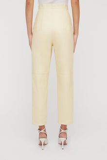 Leather Slim Crop Trouser Lemon LEMON - Scanlan Theodore US