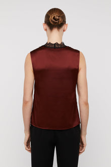 Silk Lace Trim Tank | Burgundy