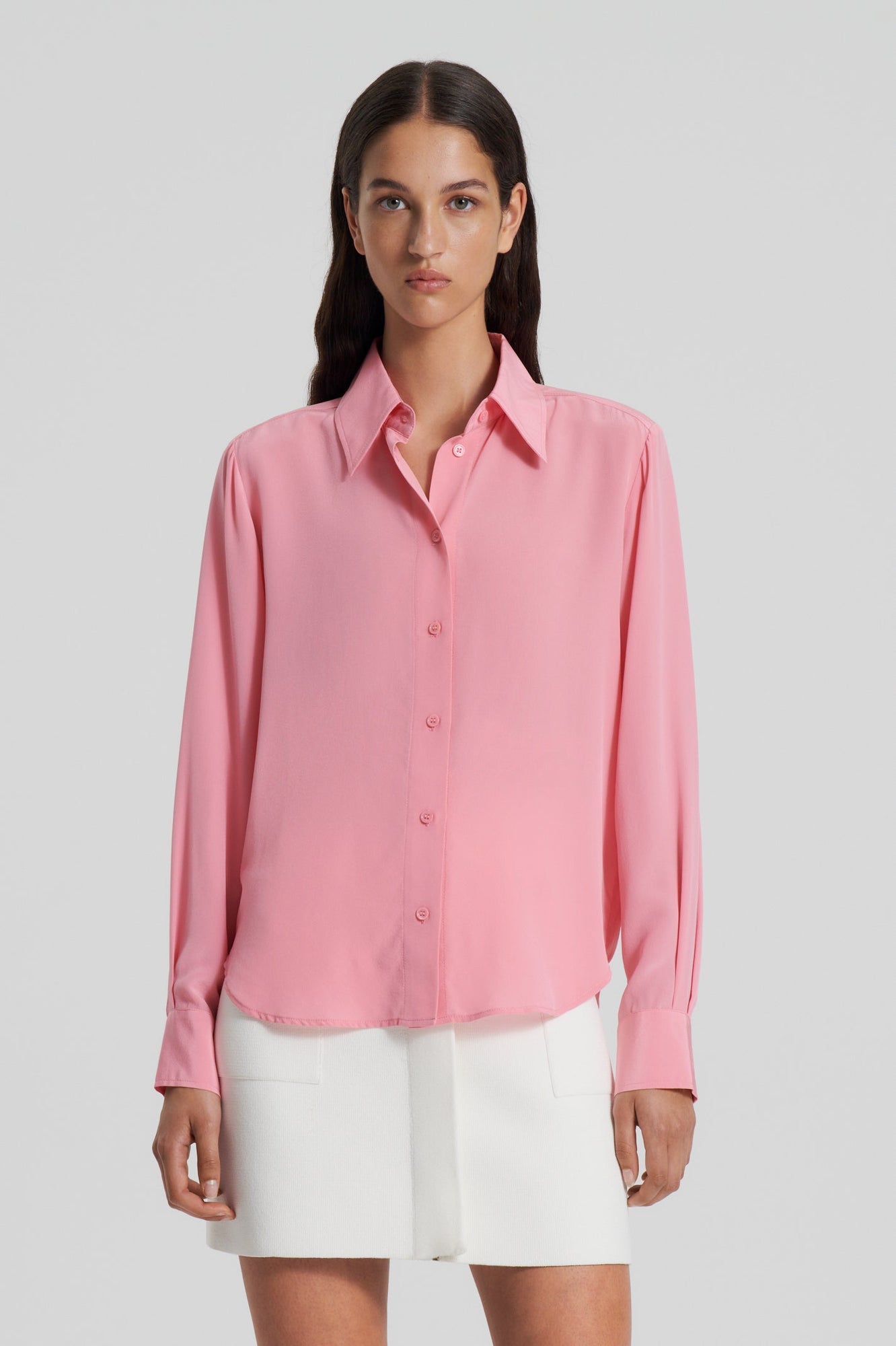 Silk Classic Shirt | Coral