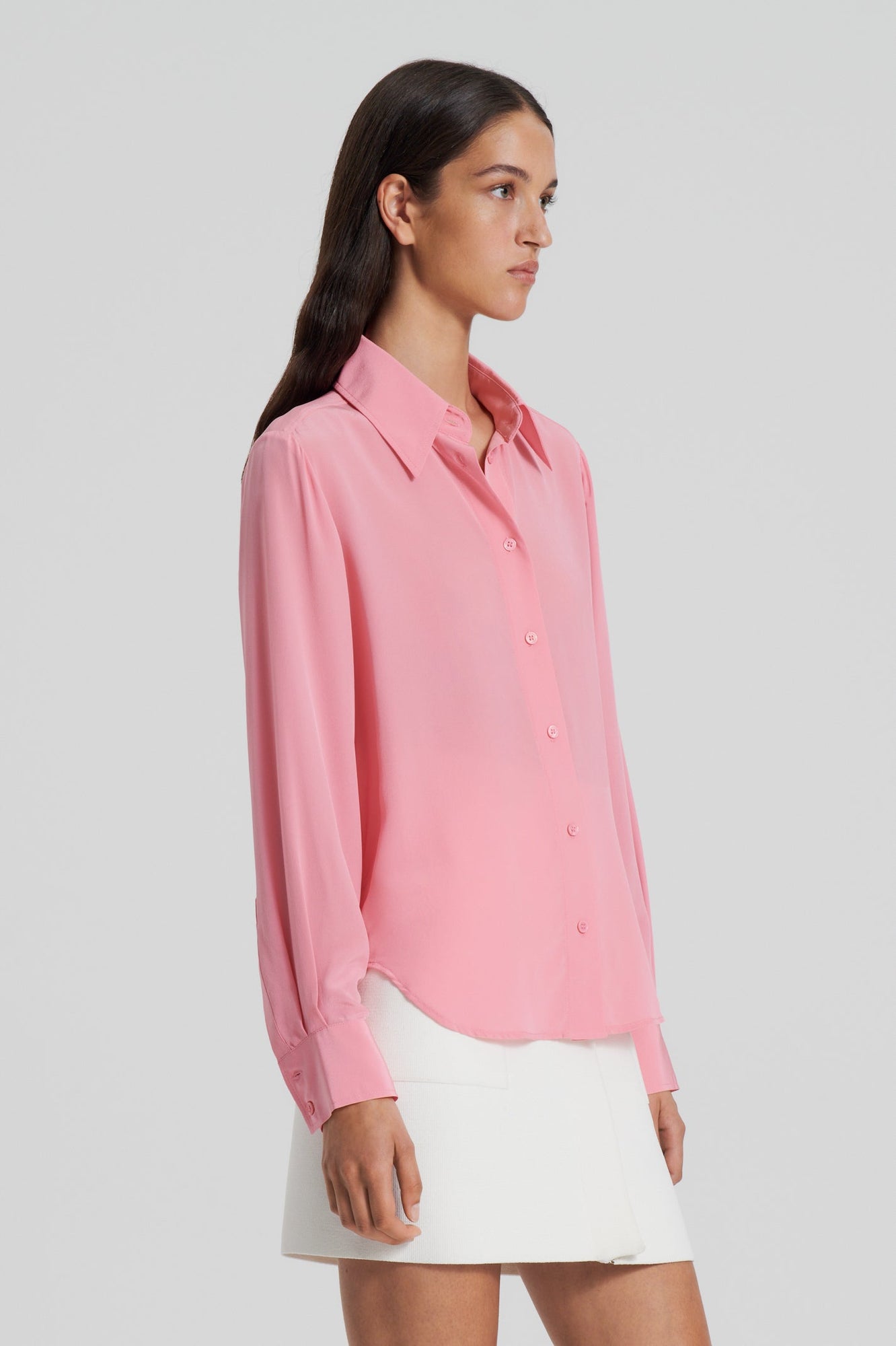 Silk Classic Shirt | Coral