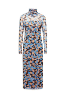 Italian Floral Print Mesh Dress | Blu