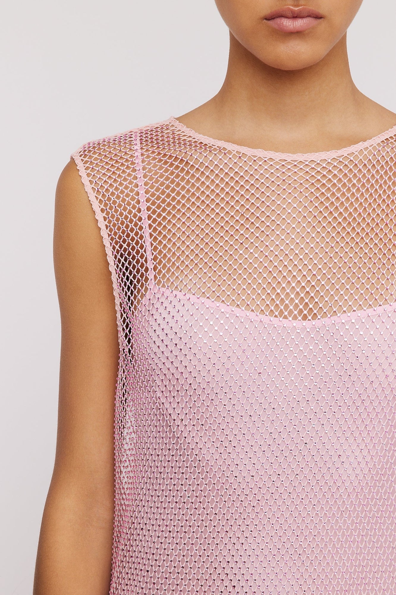 Diamante Mesh Dress Pale Pink PALE.PINK - Scanlan Theodore US