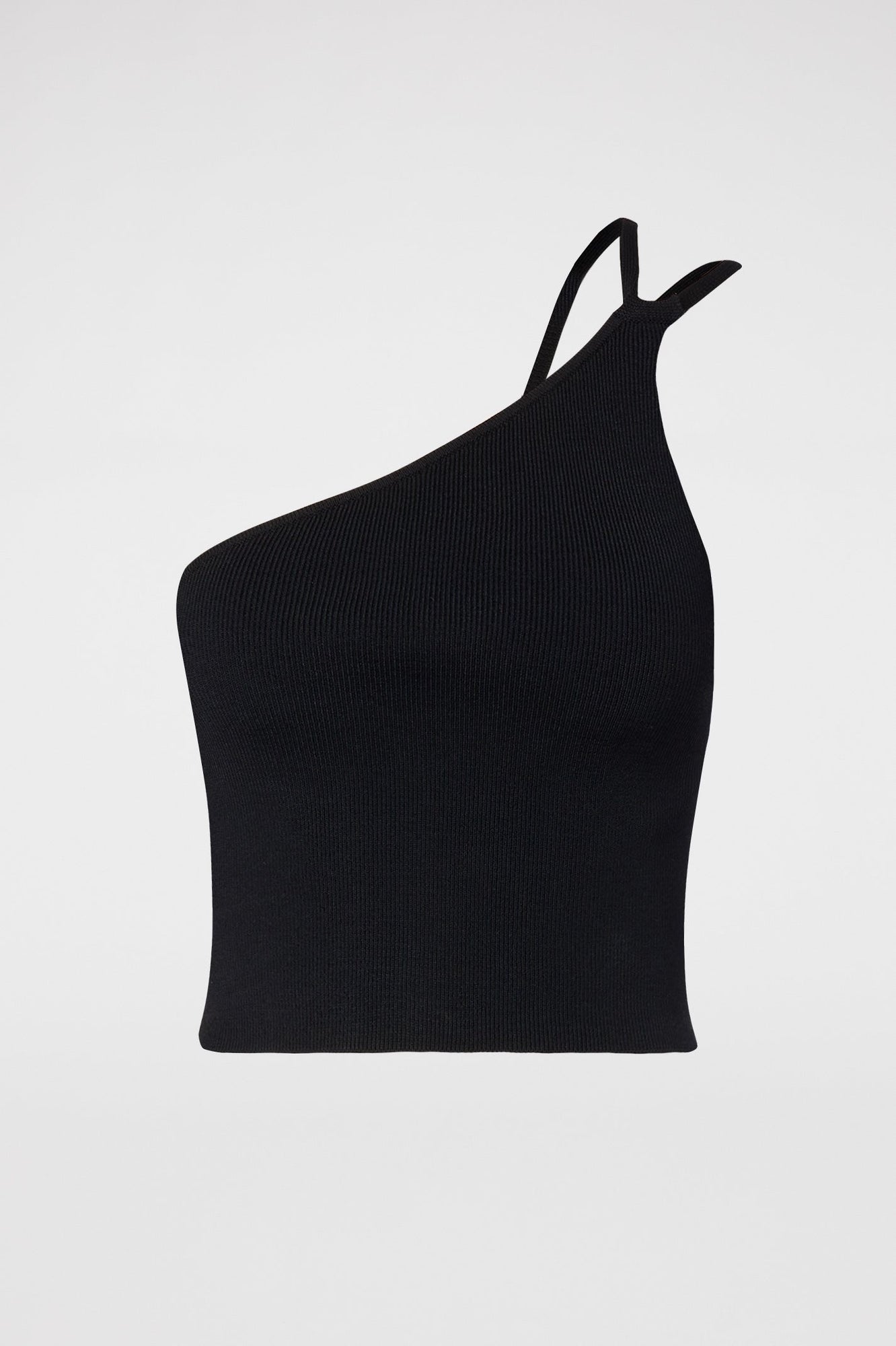 Crepe Knit One Shoulder Top Black BLACK - Scanlan Theodore US