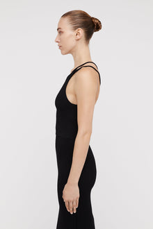 Crepe Knit One Shoulder Top Black BLACK - Scanlan Theodore US