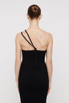 Crepe Knit One Shoulder Top Black BLACK - Scanlan Theodore US