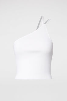 Crepe Knit One Shoulder Top White WHITE - Scanlan Theodore US