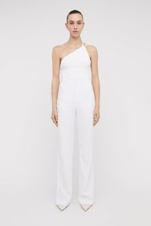 Crepe Knit One Shoulder Top White WHITE - Scanlan Theodore US