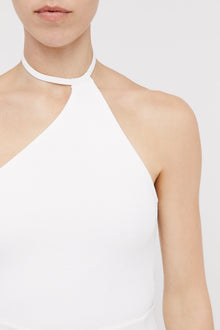 Crepe Knit One Shoulder Top White WHITE - Scanlan Theodore US