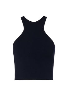 Crepe Knit Racer Singlet | Navy