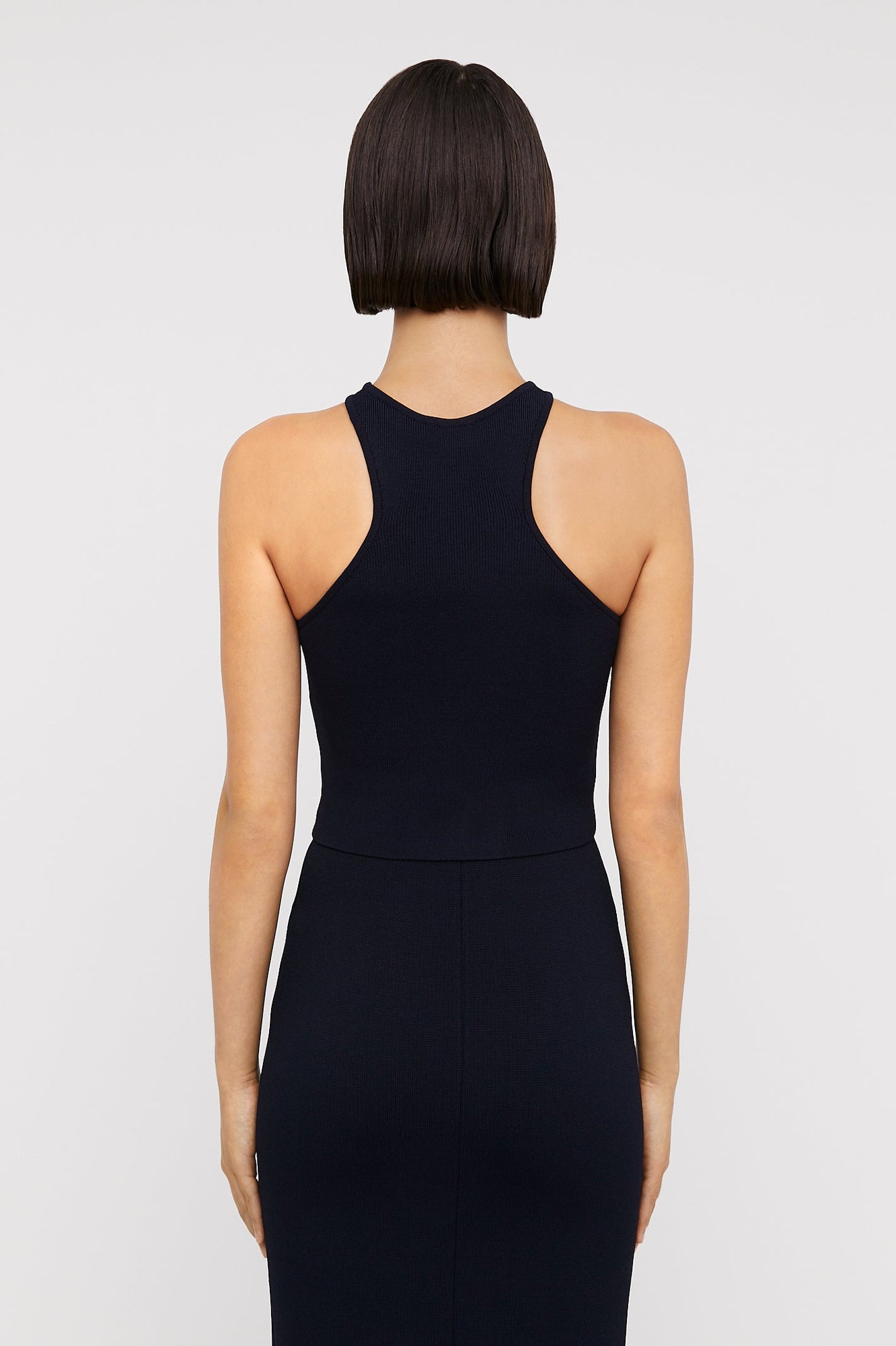 Crepe Knit Racer Singlet Navy NAVY - Scanlan Theodore US