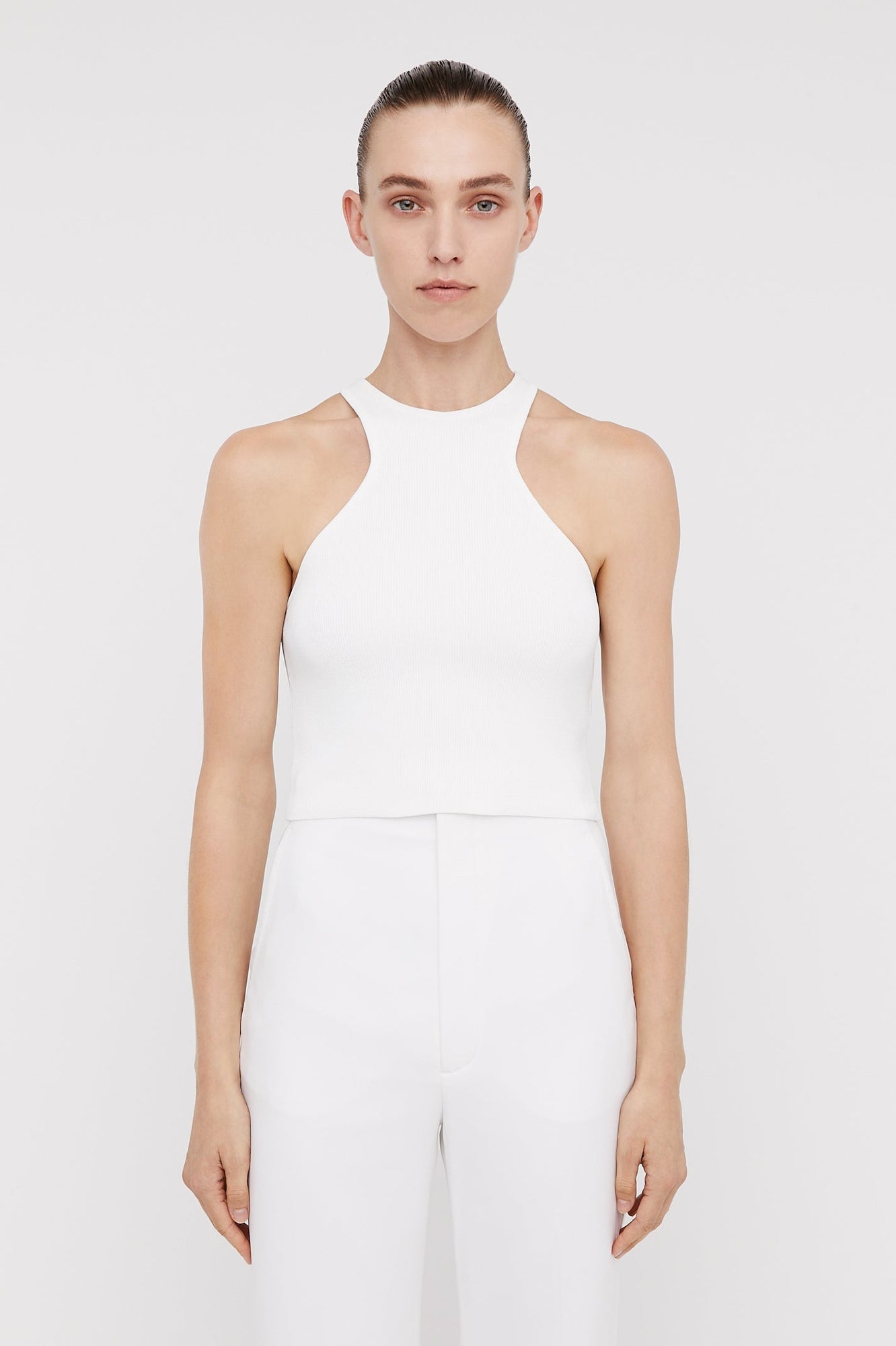 Crepe Knit Racer Singlet White WHITE - Scanlan Theodore US