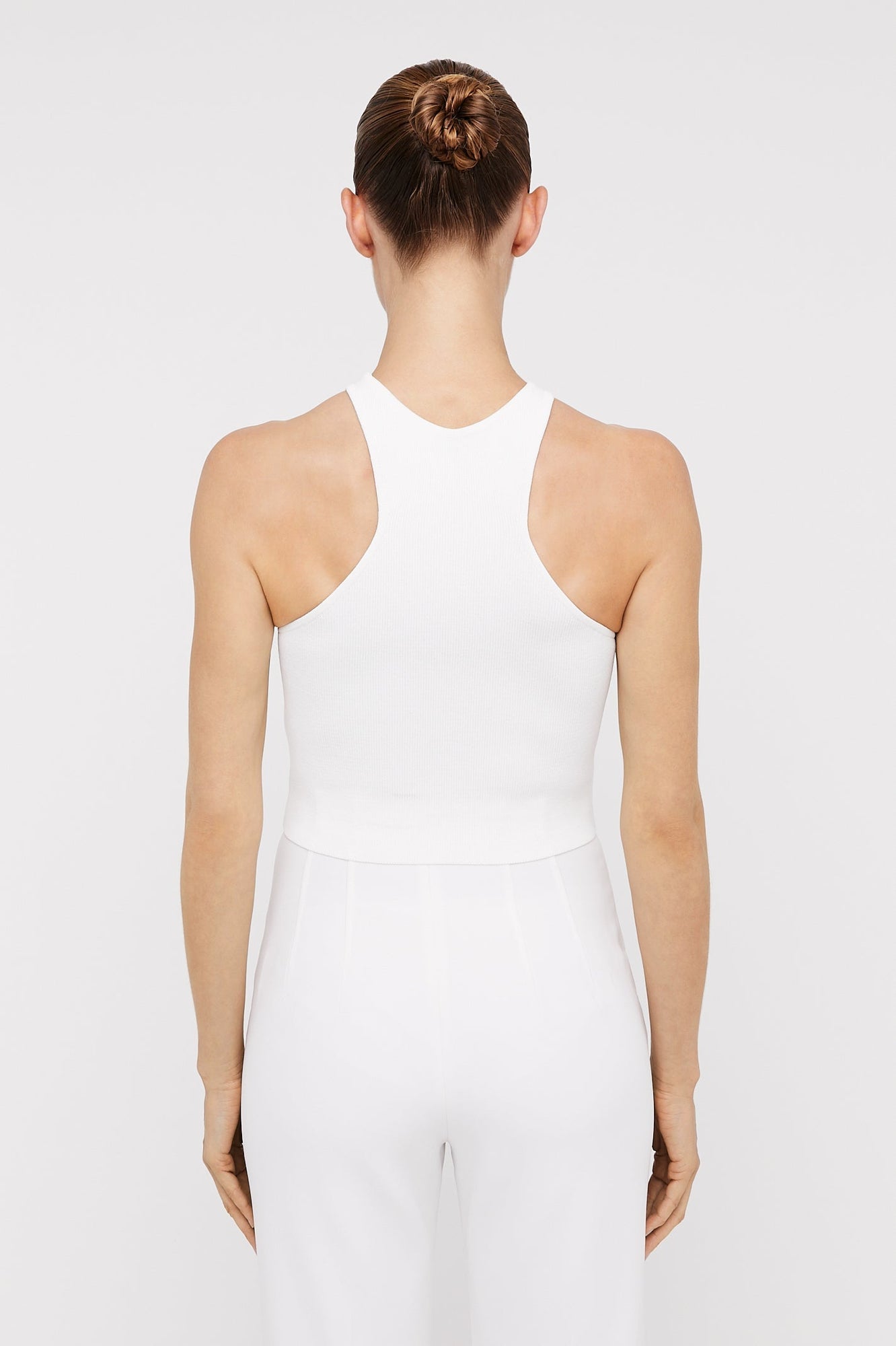 Crepe Knit Racer Singlet White WHITE - Scanlan Theodore US