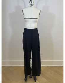 Mid Waisted Wide Legged Front Pleat Pant | Black