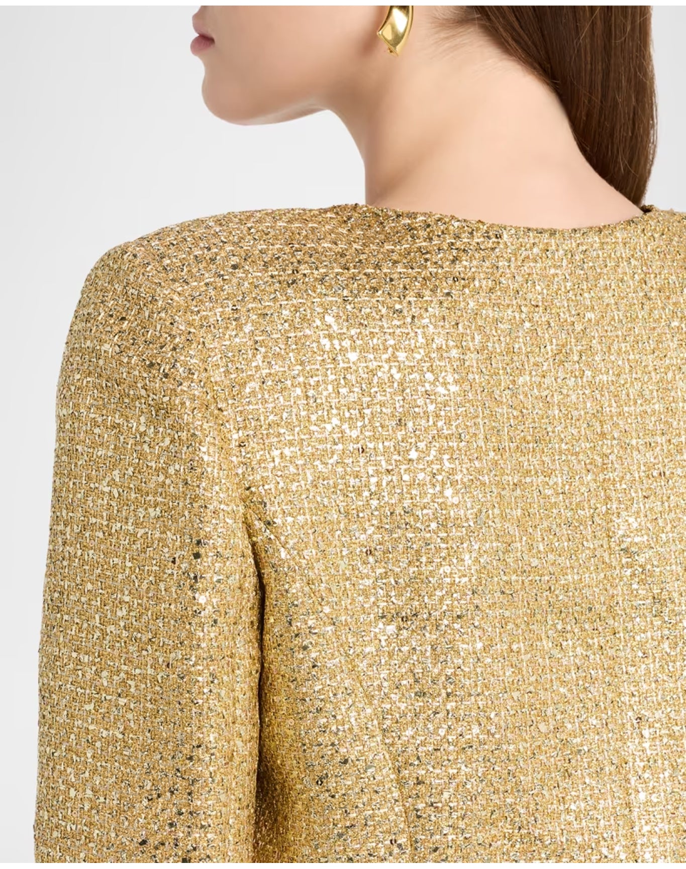 Collarless Cropped Jacket | Gold