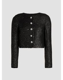 Collarless Cropped Jacket | Black