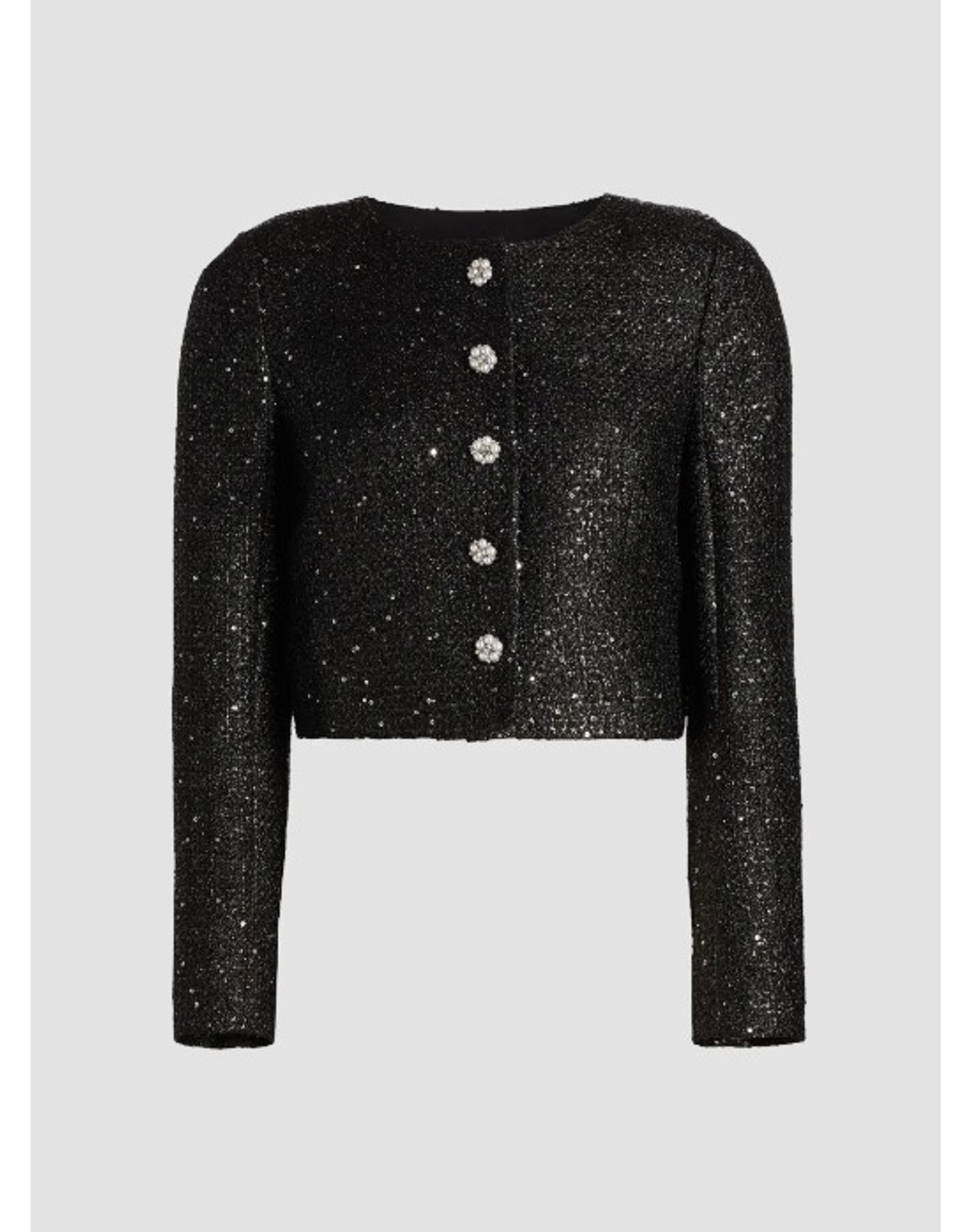 Collarless Cropped Jacket | Black