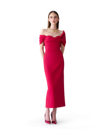 Draped Midi Dress | Claret